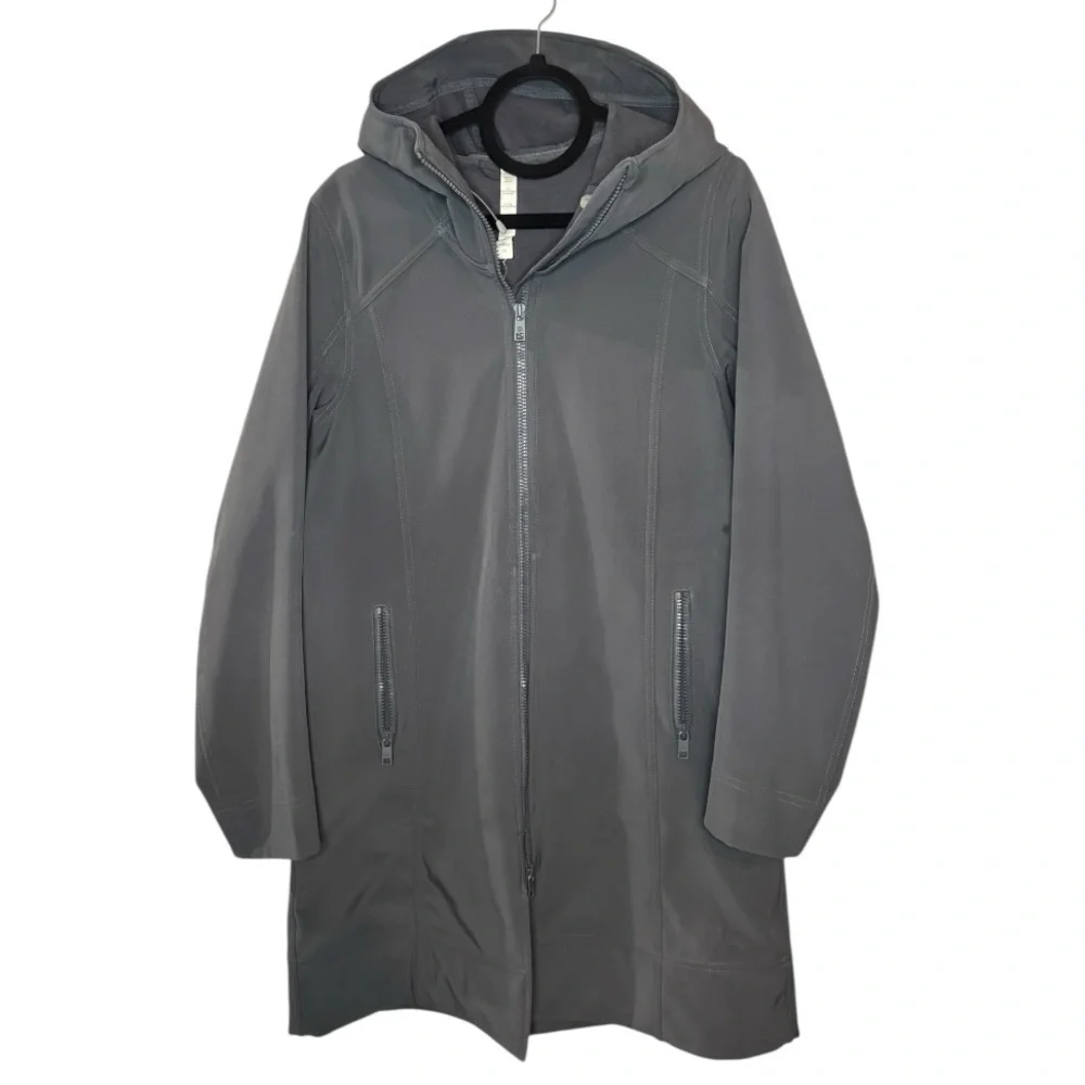 LULULEMON City Softshell Dark Gray Heavy Jacket Rain Coat Size 8